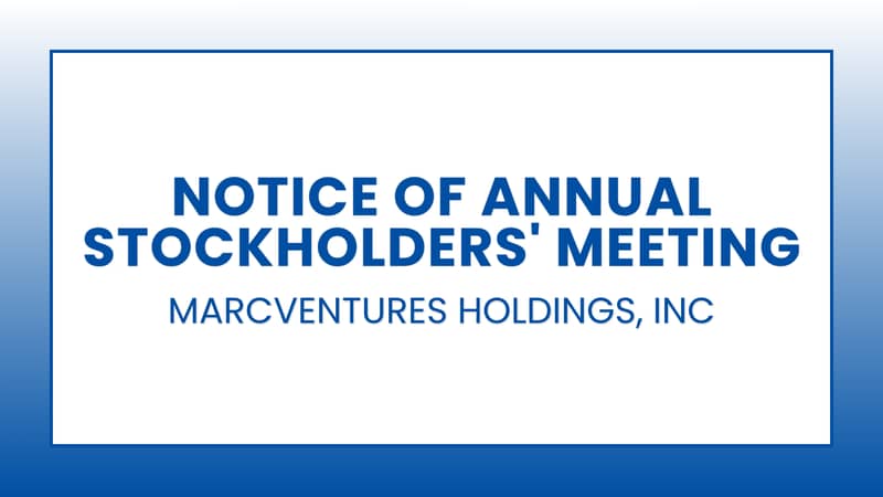 MARCVENTURES HOLDINGS, INC. - Notice of Annual Stockholders' Meeting