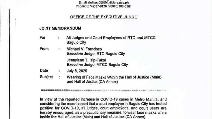 Baguio courts encourage mask-wearing amid rise in COVID-19 cases