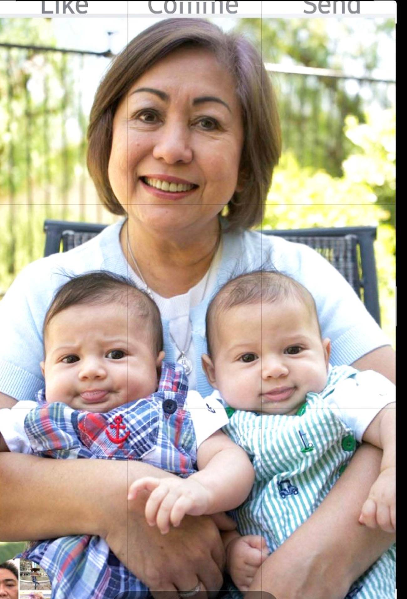 Annette Mendezona with grandkids, Simon Peter and Linus.