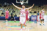 SHAWN Argente raises his arms after knocking down the three-pointer that lifted the Meycauayan Marilao Gems to an 82-77 win over the Pasay Voyagers in the MPBL 2026 Season.