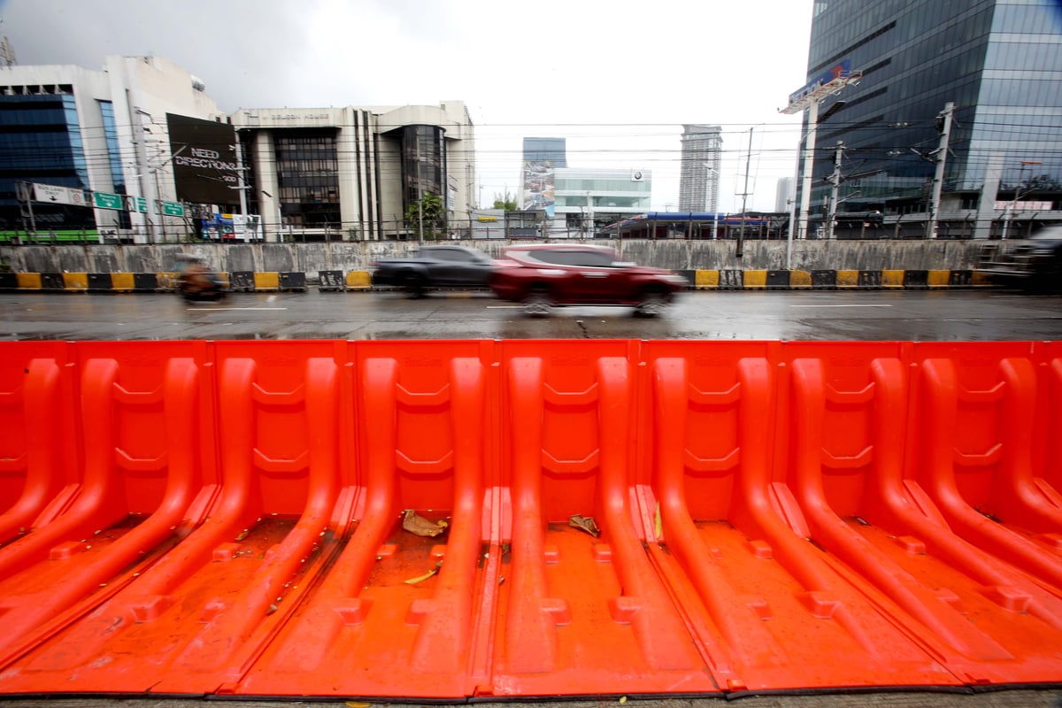 (July 10 2026) In preparation for the impact of Inday, the MMDA has prepositioned flood barriers in front of Gate 4 of the Camp Aguinaldo in Quezon City on Friday, July 10, 2026, to block flood water flowing from the camp and prevent it from reaching EDSA. Photo/Analy Labor