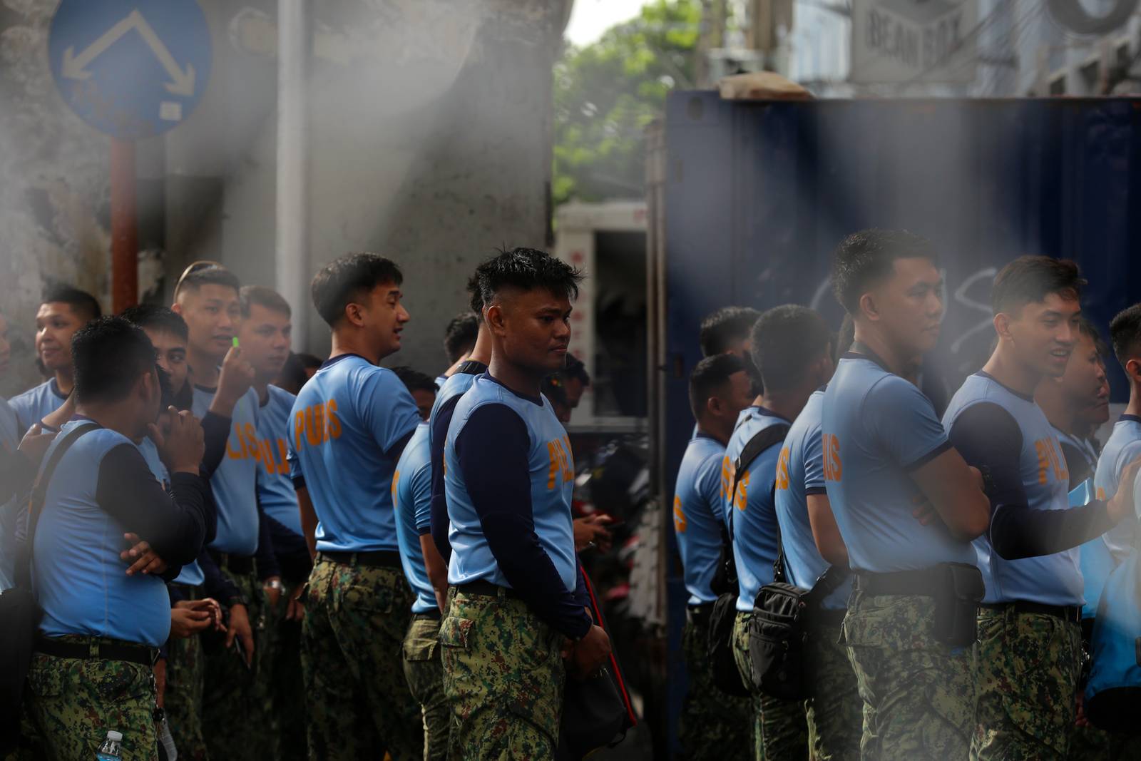 Concrete barriers, razor wire, and container vans block roads leading to the Malacañang Complex in Manila on 10 July 2026 as authorities tighten security ahead of an anti-corruption protest at Liwasang Bonifacio organized by an interfaith group.