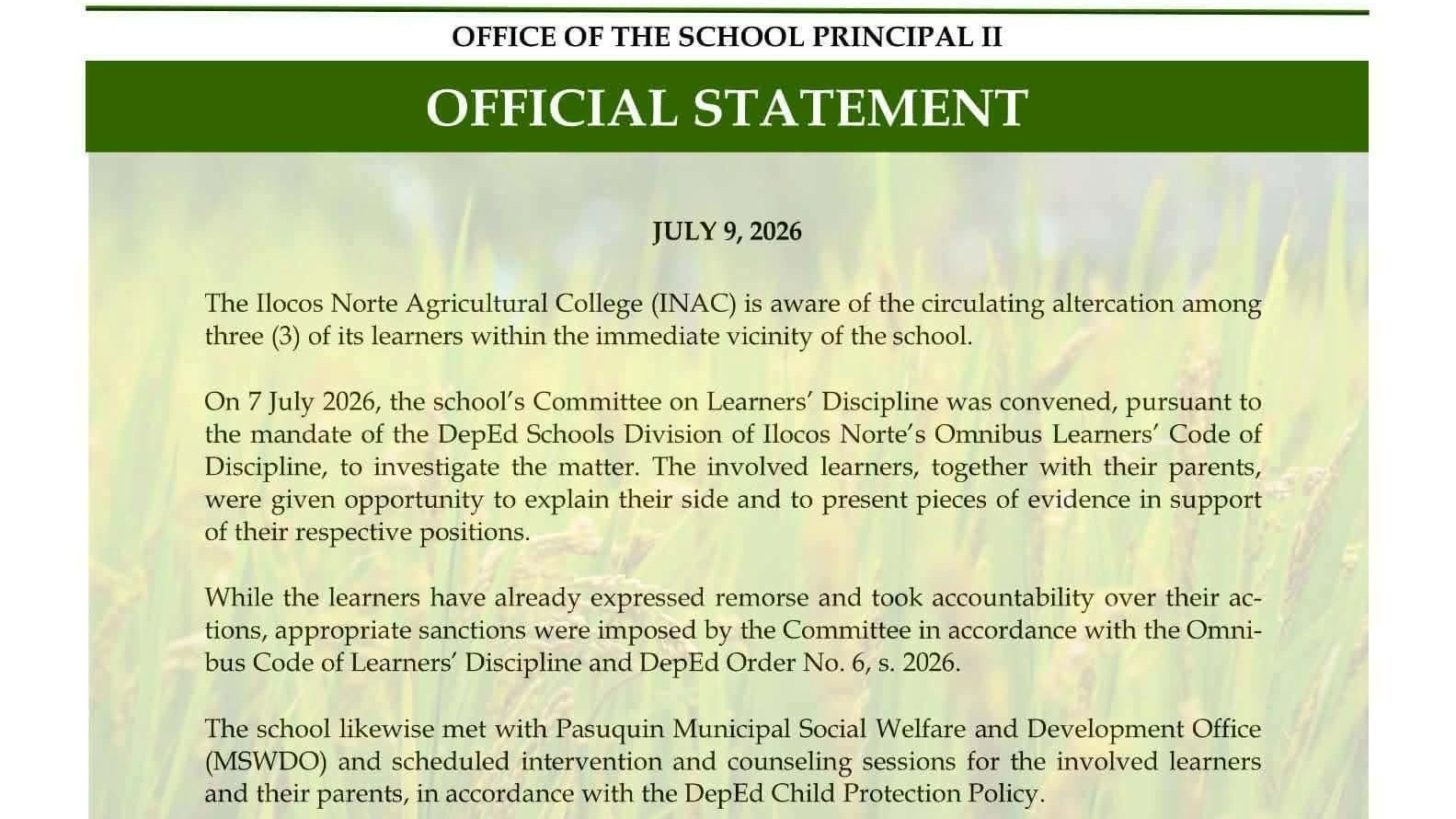 A school's lesson in public communication