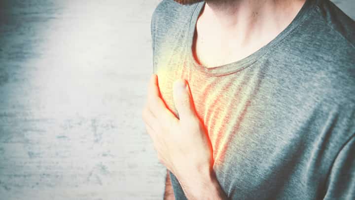 Chest pain caused by reduced blood flow to the heart.