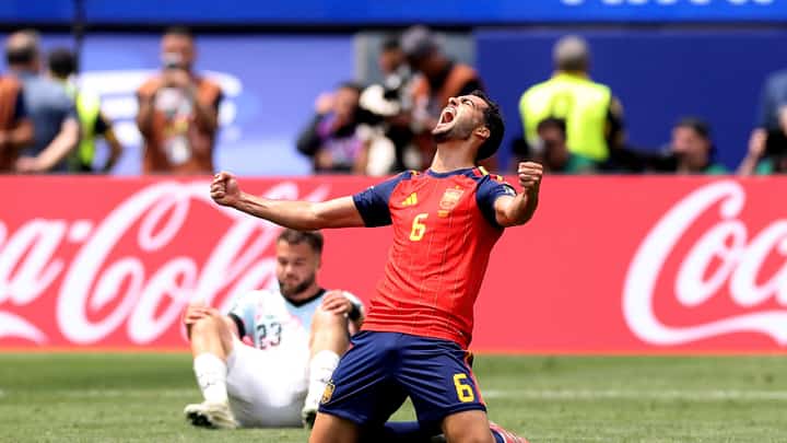 MIKEL Merino screams after scoring a goal that gave Spain a 2-1 win over Belgium in the quarterfinals of the FIFA World Cup.