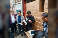 BUREAU of Customs Commissioner Ariel Nepomuceno (second from left) and National Bureau of Investigation director Melvin Matibag (third from left) inspect container vans loaded with smuggled cigarettes worth an estimated P3 billion during a joint inspection at the Gothong Wharf in Mandaue City, Cebu. The seizure, carried out by the BoC, NBI and Bureau of Internal Revenue, is part of the government’s intensified crackdown on large-scale tobacco smuggling and economic sabotage.