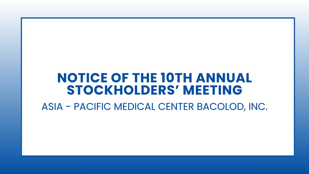 APMC BACOLOD: NOTICE OF THE 10TH ANNUAL STOCKHOLDERS MEETING