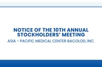 APMC BACOLOD: NOTICE OF THE 10TH ANNUAL STOCKHOLDERS MEETING
