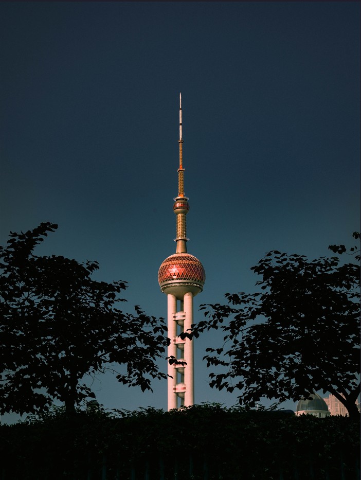 Oriental Pearl Radio & Television Tower, an iconic landmark located in the Pudong district of Shanghai, China.