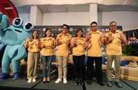 OFFICIALS of the Sun Life 5150 Bohol Triathlon mark the event’s 10th edition in Panglao with the symbolic '10' hand sign during the event launch at Bellevue Resort Bohol last Saturday. Shown are (from left) Panglao PIO Josie Englatera, Dauis Mayor Miriam Sumaylo, Bohol Provincial Youth Development Office head John Maraguinot, Sunrise Events Inc. president Princess Galura, Sun Life Philippines’ Don Aaron Peji, and Bellevue Bohol Resort manager Noli Soldevilla.