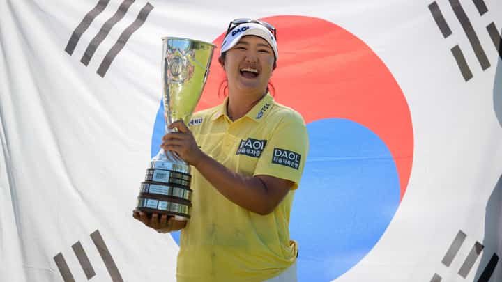 RYU Hae-ran basks in glory after surviving a playoff battle with Brooke Henderson to rule Evian Championship on Sunday.