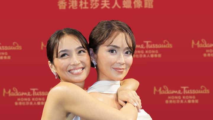 Kathryn Bernardo poses with her first-ever wax figure during its official unveiling at the Glorietta Activity Center.