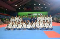 MEMBERS of the SMART/MVPSF PH taekwondo men’s and women’s teams pose before leaving for Korea for two major tournaments ahead of the 20th Asian Games in Japan.
