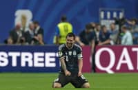 Argentina's forward #10 Lionel Messi celebrates his team's victory at the end of the 2026 World Cup football tournament semi-final match between England and Argentina at the Atlanta Stadium in Atlanta on July 15, 2026.
