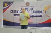 Former Dasmarinas City Vice Mayor Rex Mangubat was the first to file his candidacy to the 29 August special polls for the vacant Cavite 4th District congressional seat following the expulsion of former Rep. Francisco "Kiko" Barzaga. Photo Courtesy of Comelec