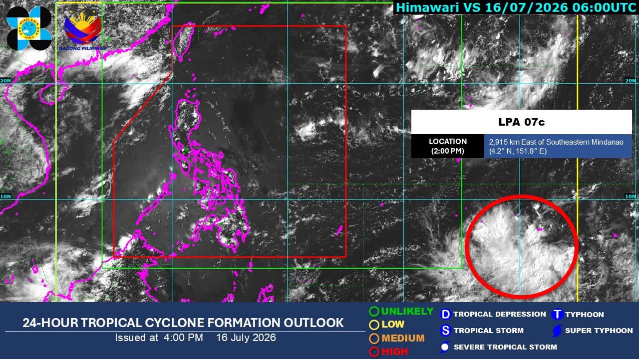 PAGASA tracks LPA outside PAR; no direct effects seen