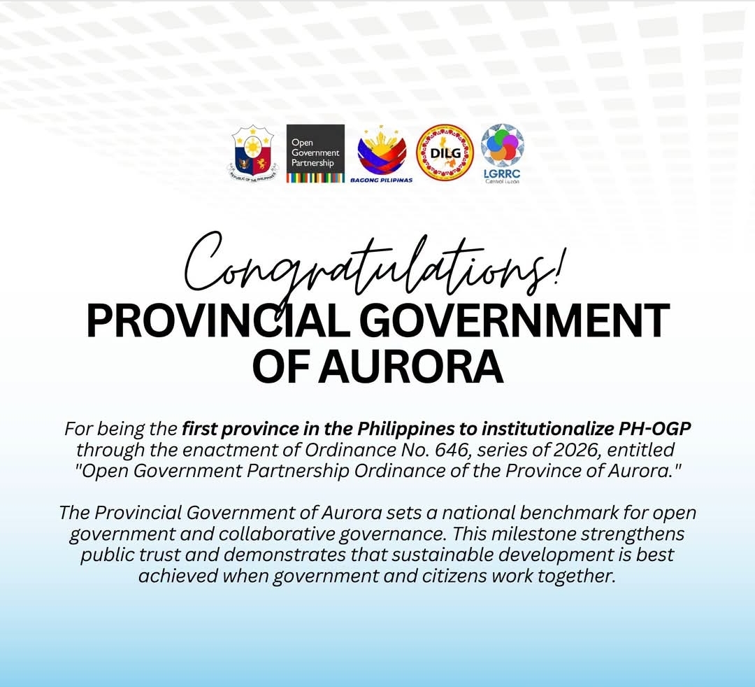 Aurora first province to institutionalize Open Government Partnership