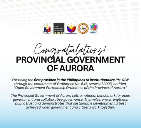 Aurora first province to institutionalize Open Government Partnership