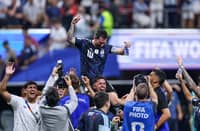 LIONEL Messi celebrates after spearheading an impressive comeback that gave Argentina a 2-1 win over England in the semifinals of the FIFA World Cup on Thursday (Manila time).