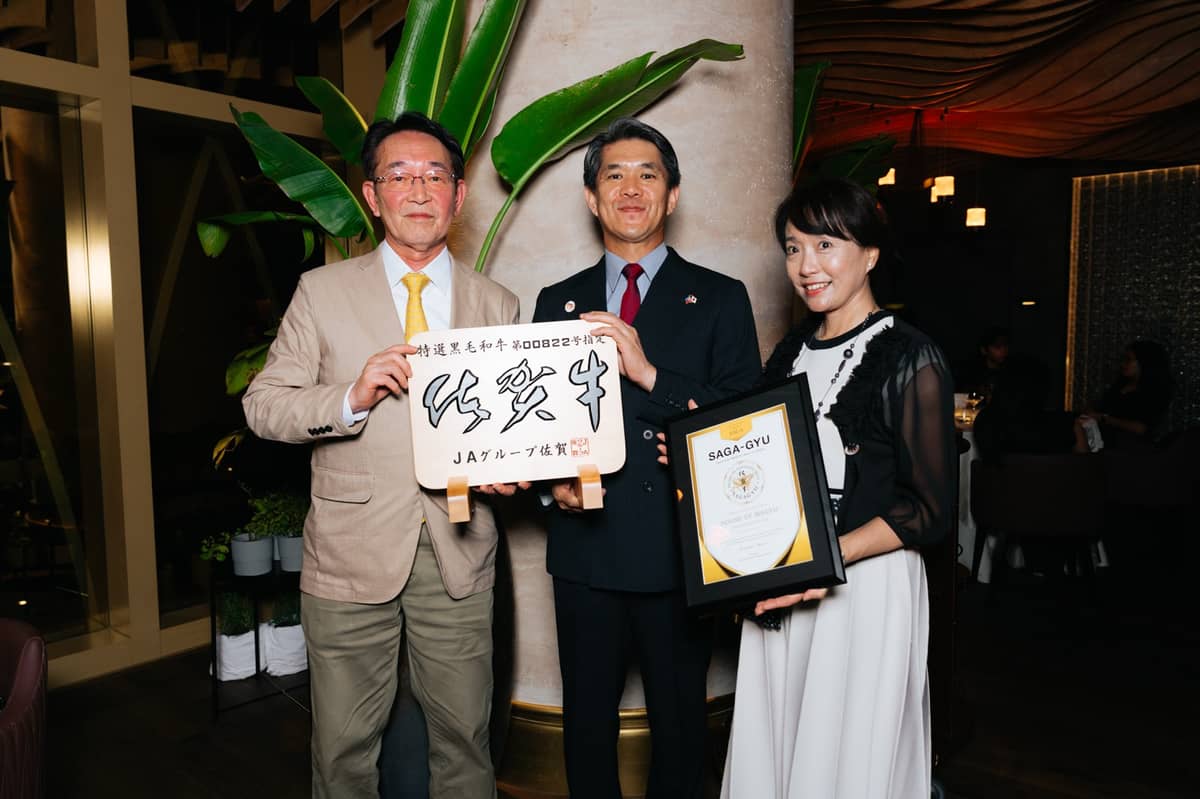 PRESIDENT of Saga Prefectural Union of Agricultural Co-Operatives Yasunobu Kusu, Ambassador of Japan to the Philippines H.E. Endo Kazuya and wife Madame Endo Akiko.