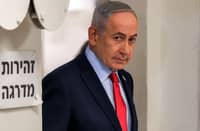 ISRAELI Prime Minister Benjamin Netanyahu arrives for a press conference in Jerusalem.