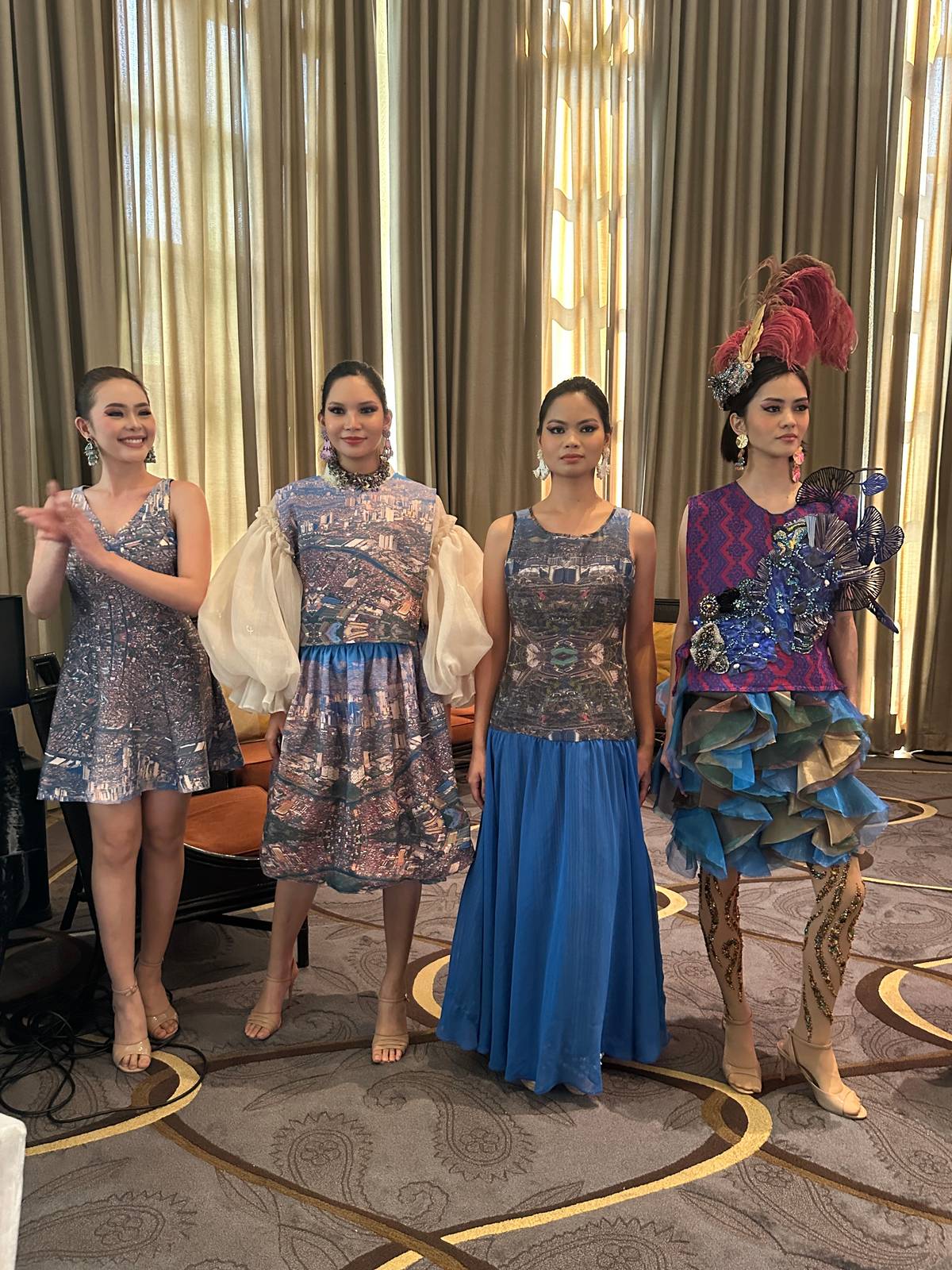 Happy Andrada is known for marrying fashion with art, like these Sanso-inspired dresses, and one of her own creations.