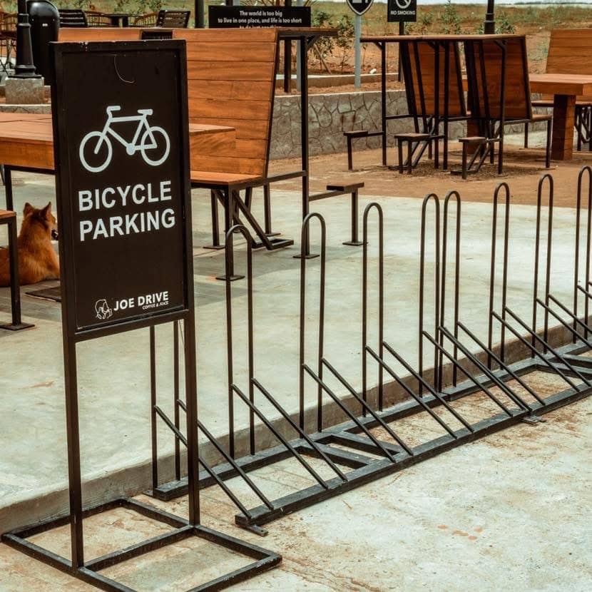 Designated bicycle parking.