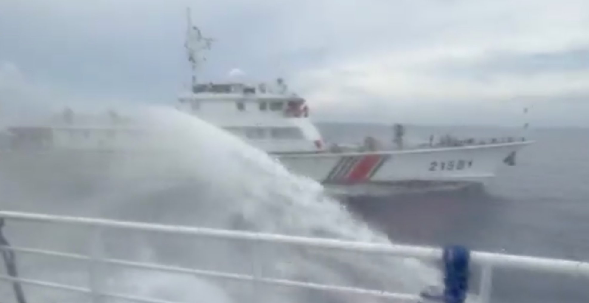 China water cannons PCG, BFAR vessels on Bajo de Masinloc mission