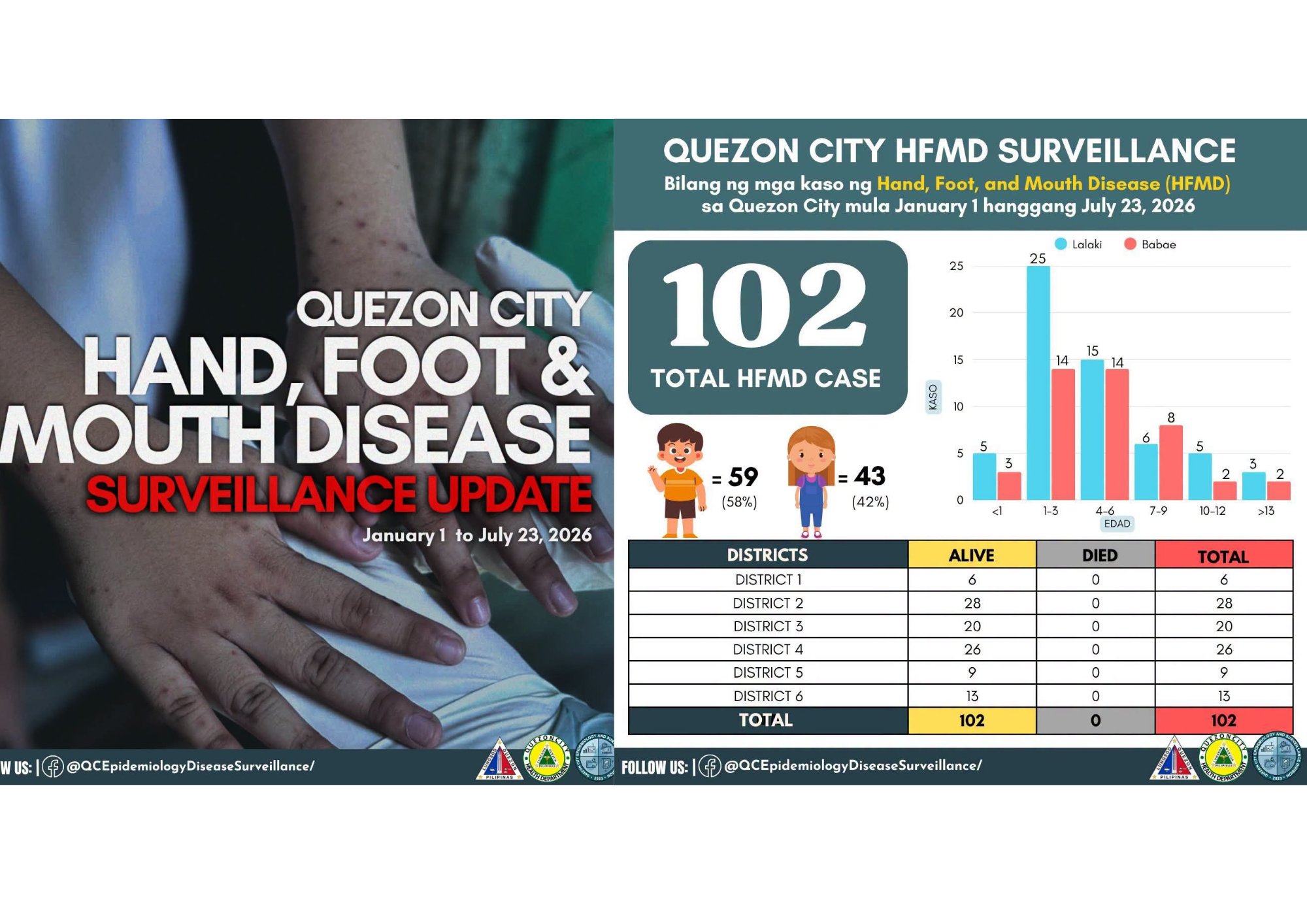 QC records 102 HFMD cases; young children ages 6 and below most affected 