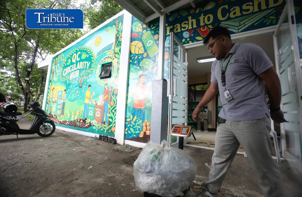 (July 24 2026) Personnel from Quezon City Hall and from Basic Environmental Systems and Technologies, Inc (Best) weighing the plastic bottle and trash at the newly open QC Circularity Hub at City Hall compound, East avenue gate open Monday to Friday 8am to 5pm. The Circularity hub an initiative aimed at encouraging QCitizens to practice the 4Rs: Reduce, Reuse, Recycle, and Recover, the hub offers innovative and beneficial, features Trash to Cash Back, Organic Food Processor, Kilo/s Kyusi Store, Rainwater Harvesting System. Photo/Analy Labor