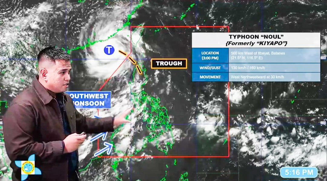 Center of Typhoon Kiyapo spotted 560 kilometer west of Itbayat, Batanes - PAGASA