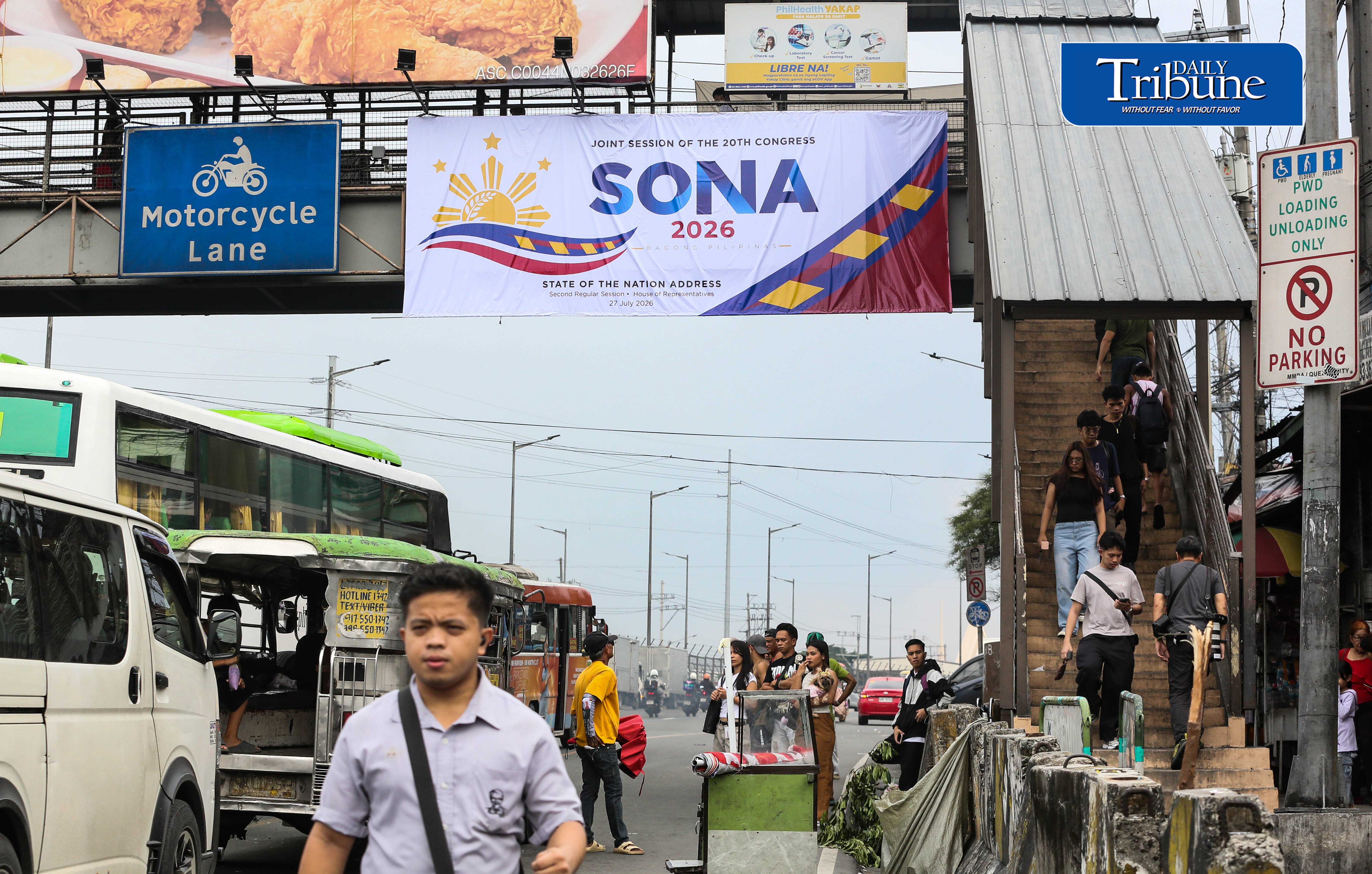 PBBM SONA tarp along Commonwealth