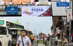 PBBM SONA tarp along Commonwealth