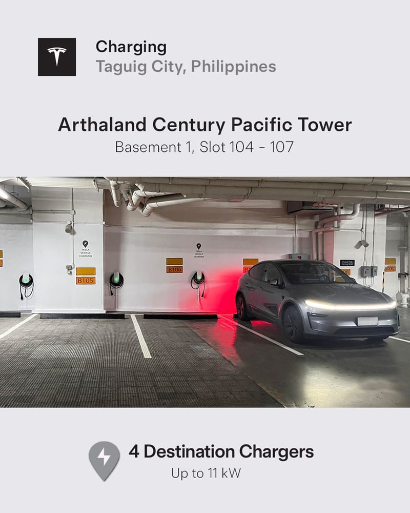Tesla opens charging sites in BGC, Laguna