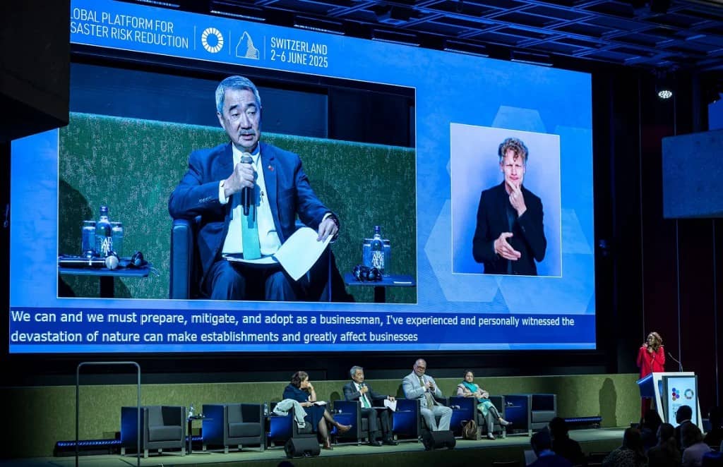 Green and global SM Prime Holdings Inc. Executive Committee chairperson Hans Sy enumerates steps to make the economy weather-proof in the 8th Session of the Global Platform for Disaster Risk Reduction, organized by the UN Office for Disaster Risk Reduction and co-chaired by the Government of Switzerland.