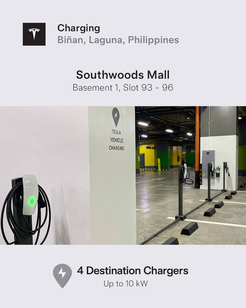 LAGUNA’s Southwoods Mall adds four Tesla Destination Chargers that deliver up to 10 kW.