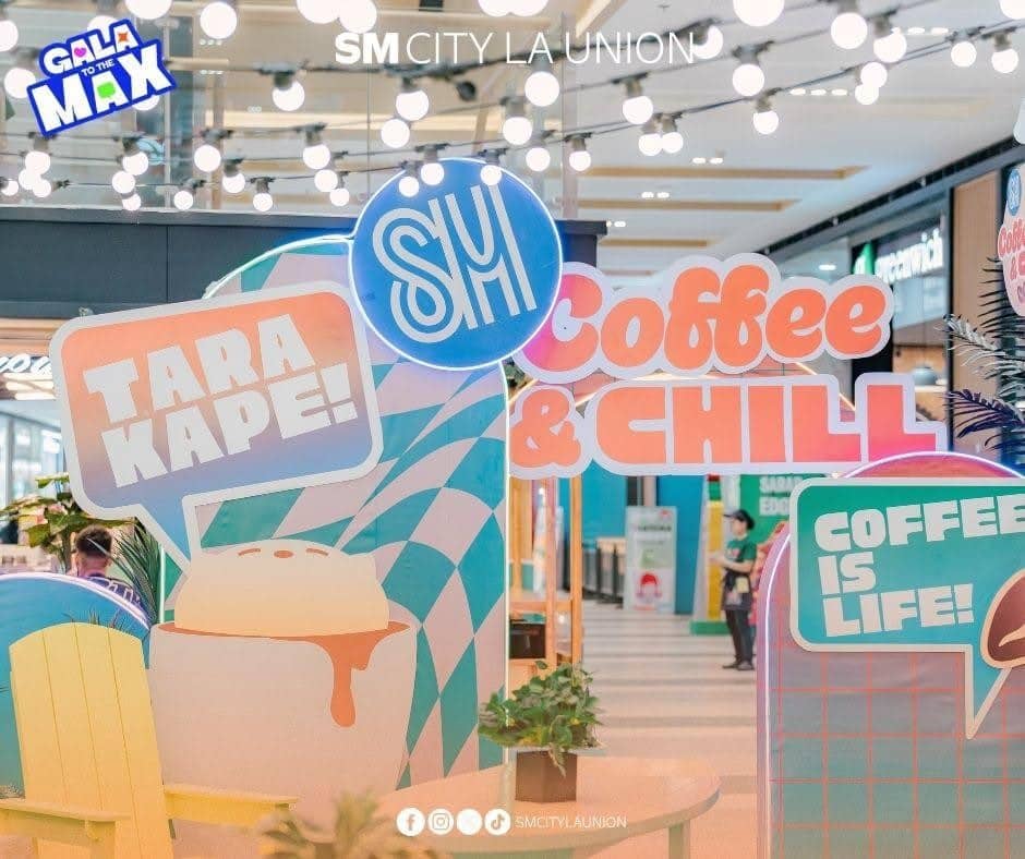 The Coffee N' Chill Spot welcomes shoppers at SM City La Union, featuring coffee-themed installations and spaces where visitors can relax and enjoy the mall's Coffee Fest 2026 celebration.