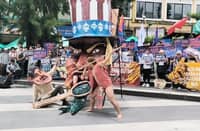 Protesters gather in Baguio City on Monday to demand government accountability and punishment for corrupt officials as President Ferdinand Marcos Jr. delivers his fifth State of the Nation Address.