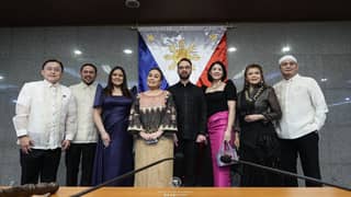 Members of the Senate minority bloc pose for a photo after the opening of the second regulat session of the 20th Congress, hours before the Presindent's SONA, on 27 July.