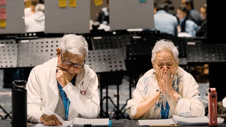 Celeste Legaspi is overcome with emotion during the first table read of "The Notebook The Musical."