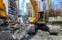 CONSTRUCTION workers labor at a building site in Manila. Labor groups and government officials continue to push for updated tax relief measures to aid middle-class and daily-wage workers amid rising costs of living.