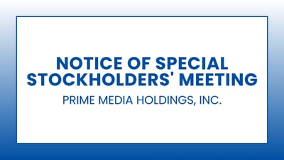 Prime Media Holdings, Inc. - Notice of Special Stockholders' Meeting
