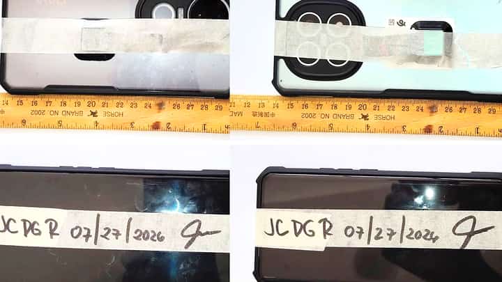 Confiscated cellular phones, a gray VIVO (left) and a blue REDMI model (right), from the suspect.