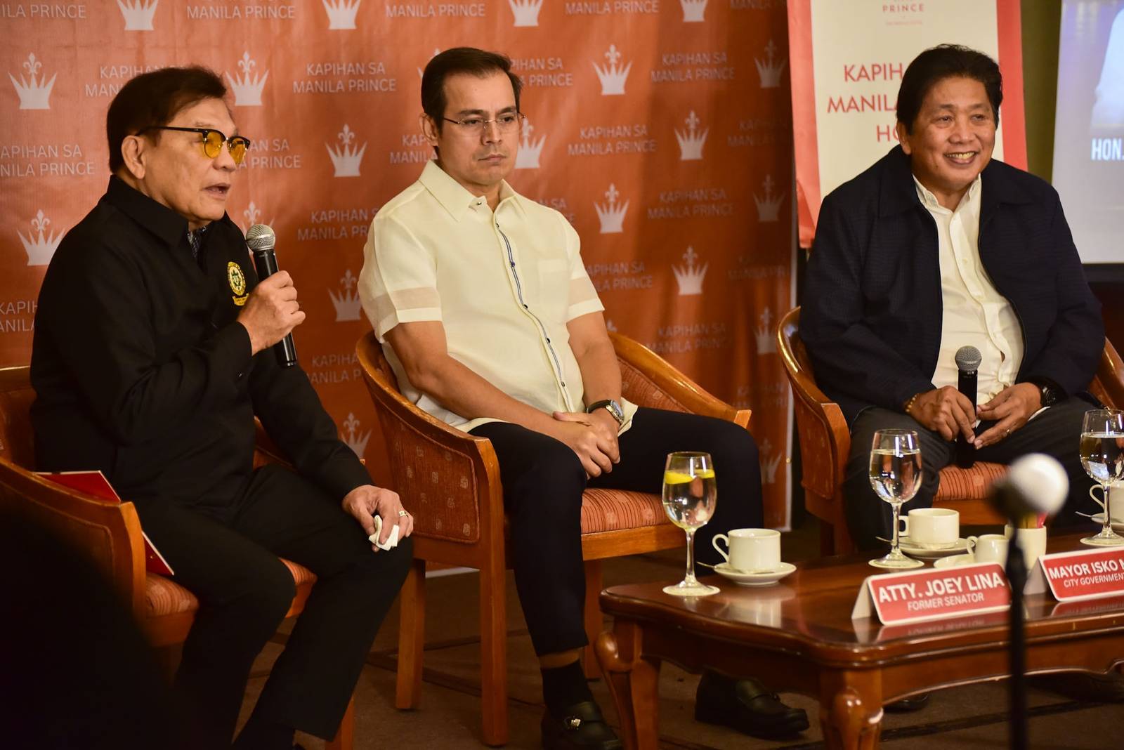 Following President Ferdinand Marcos Jr.'s State of the Nation Address, Manila Mayor Francisco "Isko" Moreno, former Sen. Joey Lina and former Communications Secretary Sonny Coloma discuss the city government's plans and programs for a safer Manila during a forum at the Manila Prince Hotel on July 29. l Zedrich Xylak Madrid