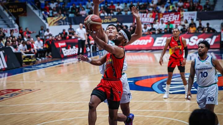 Jerick Ahanmisi finds himself having a ball wearing a San Miguel jersey in the PBA Season 50 Governors’ Cup.