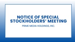 Prime Media Holdings, Inc. - Notice of Special Stockholders' Meeting