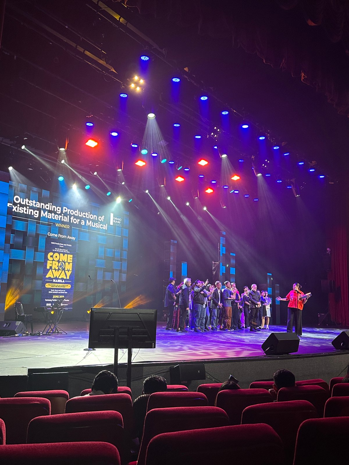 The cast and producers of "Come From Away" were ecstatic over winning Gawad Buhay Awards for "Outstanding Ensemble in a Musical," and "Outstanding Production of A Musical."