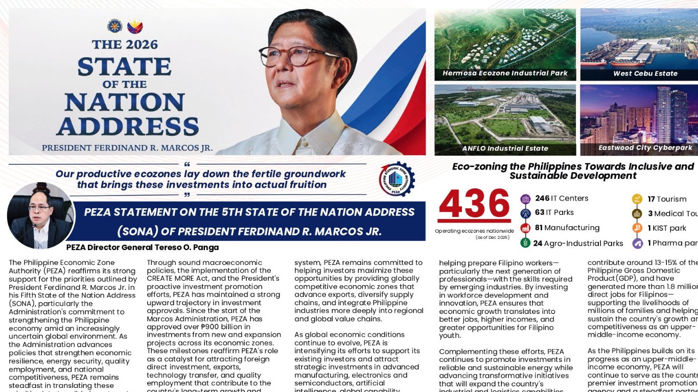 PEZA STATEMENT ON THE 5TH STATE OF THE NATION ADDRESS