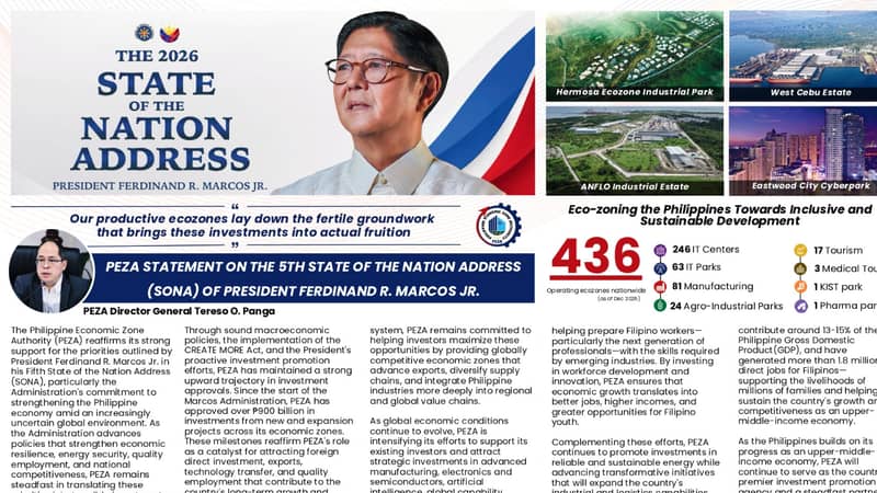 PEZA STATEMENT ON THE 5TH STATE OF THE NATION ADDRESS