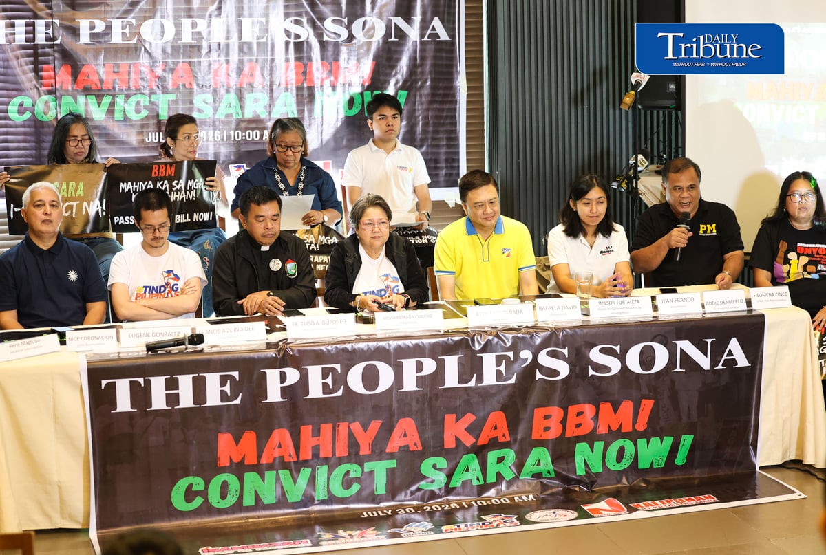 (July 30 2026) Democratic coalitions, people’s organizations, labor groups, faith-based institutions, and various sectoral formations, launch the People’s Assembly, a broad alliance advocating democracy, accountability, social justice, and public participation, during the launching they call for the impeachment of Vice President Sara Duterte, on Thursday, July 30, 2026. The group said the administration has fallen short on reforms, citing the unmentioned Anti-Political Dynasty Bill, Party-list Reform, and CADENA Bill, and urged action on high prices, corruption, political reforms, and workers’ wages. Photo/Analy Labor